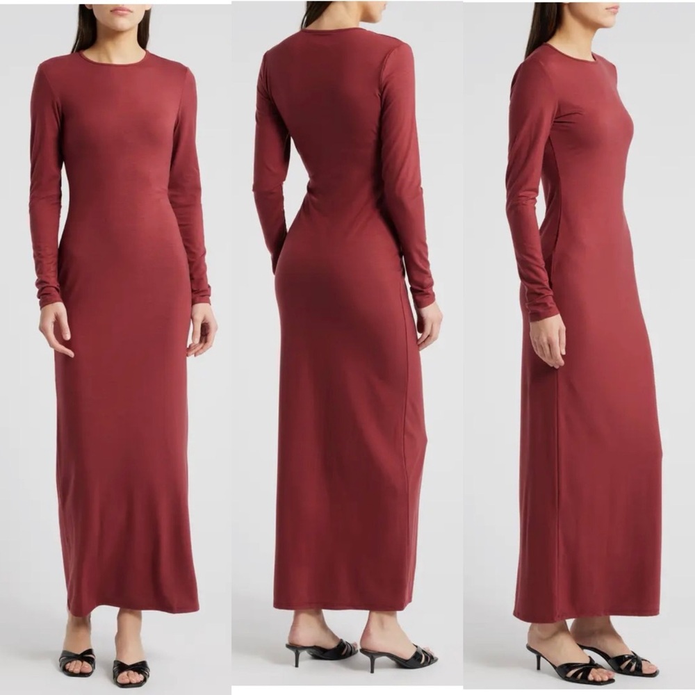 MWOT Reformation Tommie Long Sleeve Stretch Dress in Chianti m - Picture 1 of 9